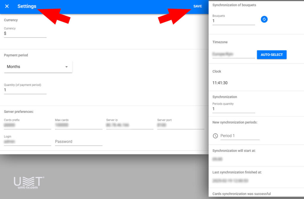 The Billing Settings section in the UMT Web Billing Management System for DVCrypt CAS allows administrators to configure all operational parameters related to billing, synchronization and CAS server integration. This flexible interface provides full control over payment cycles, currency, synchronization timing and server connectivity.