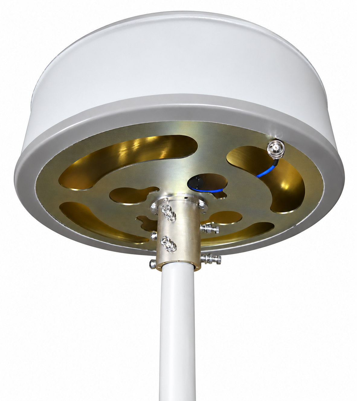 BiOA-X/Ku-360 omnidirectional antenna, bottom view, 8–12 / 12.4–18 GHz, 8 dBi, vertical polarization