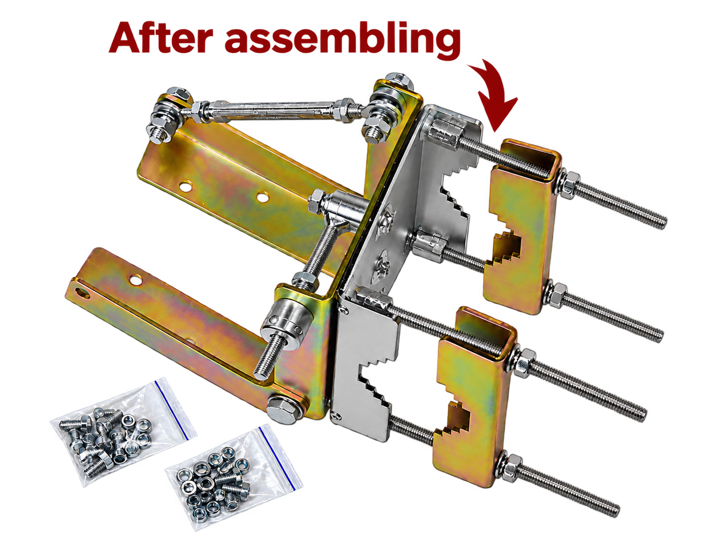 Assembled pipe mount of the UMT DRA-Ku06 antenna with elevation turnbuckle