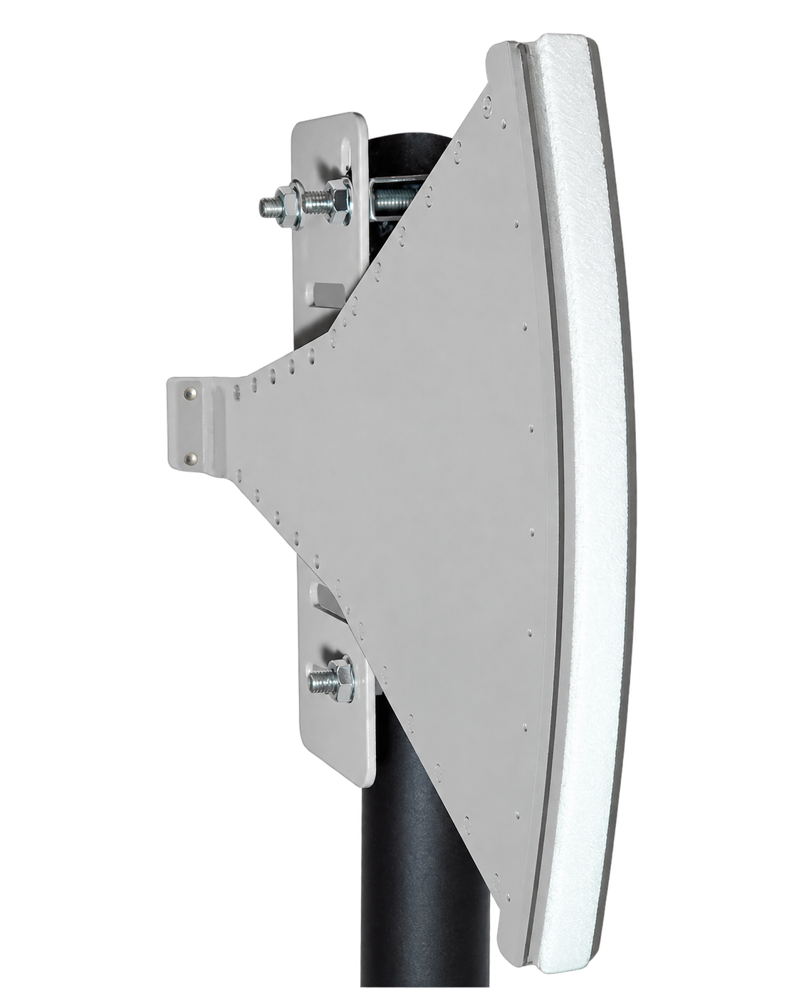 SSA-KuH180 v2 Ku-band short sector antenna, mounted on pipe mast, front view, 10.5–13.5 GHz, 12 dBi, horizontal polarization