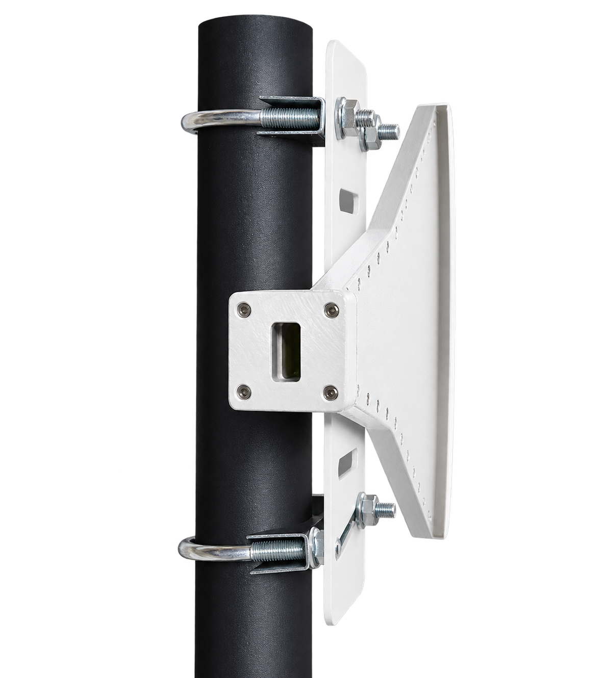 هوائي قطاعي قصير SSA-KuH180 v2 لنطاق Ku، مركب على عمود، منظر خلفي، ‎10.5–‎13.5 GHz، ‎12 dBi، استقطاب أفقي