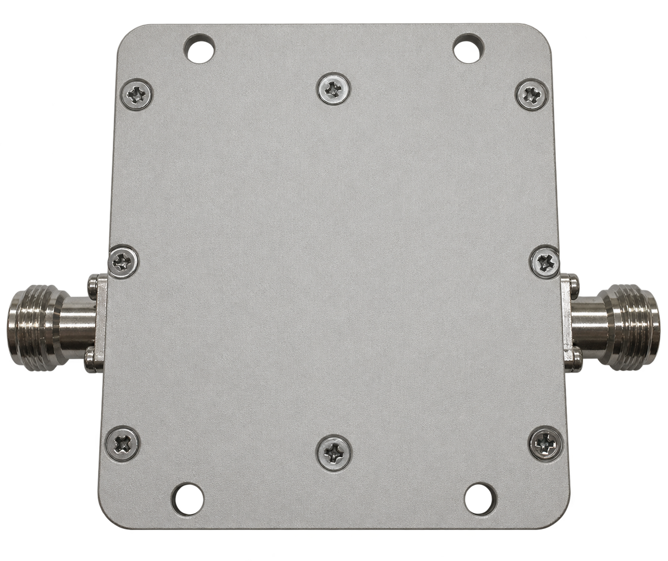 Bottom view of the UMT L-band amplifier housing with mounting holes